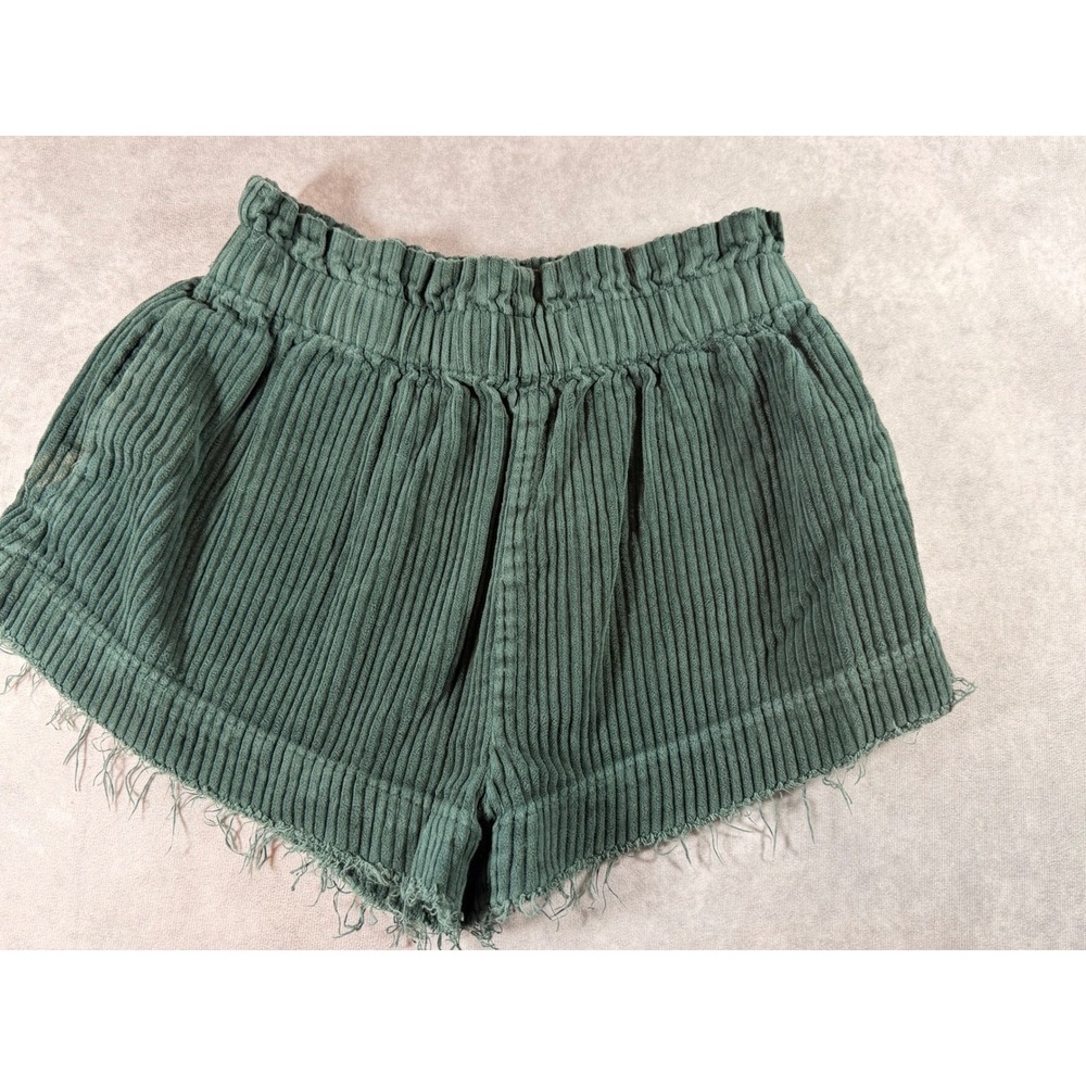 Urban Outfitters Green Corduroy Paperbag Waist Raw Hem Shorts XS